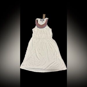 Emmelee for F.C. Ivory Dress with Multicolor Beaded Neckline size Large NWT